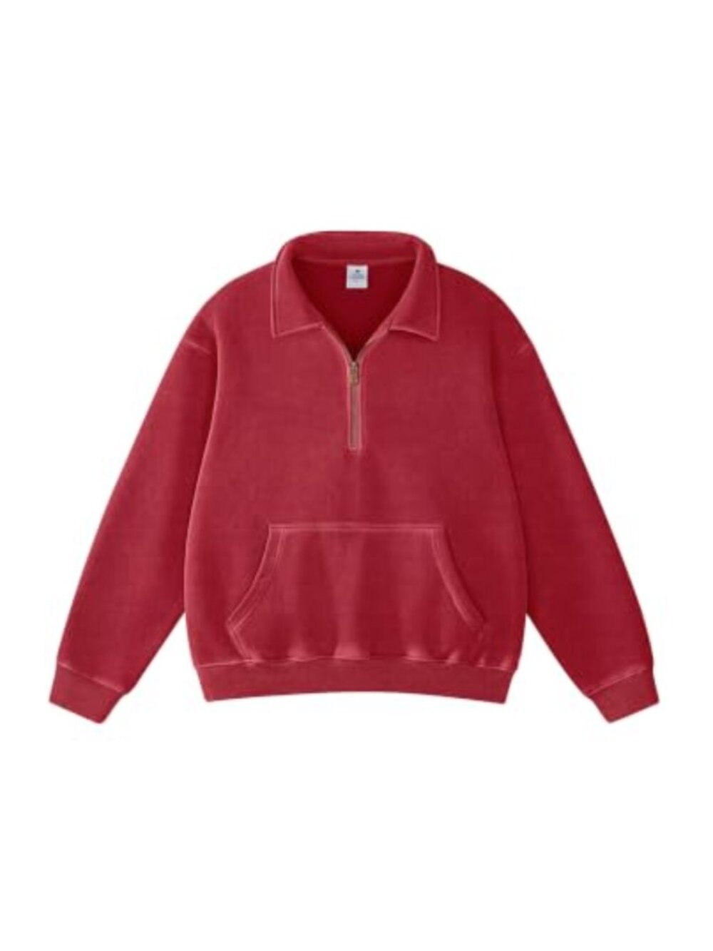 Mens Half Zip Oversized Acid Washed Sweatshirt Fleece Pullover Kangaroo Pocket